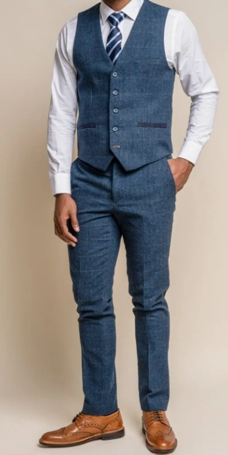 Cavani Carnegi Tweed Waistcoat Blue